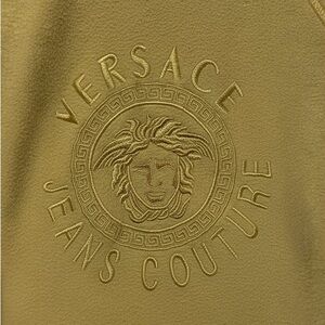 Vintage Versace Men's Sweater in Bold Yellow
